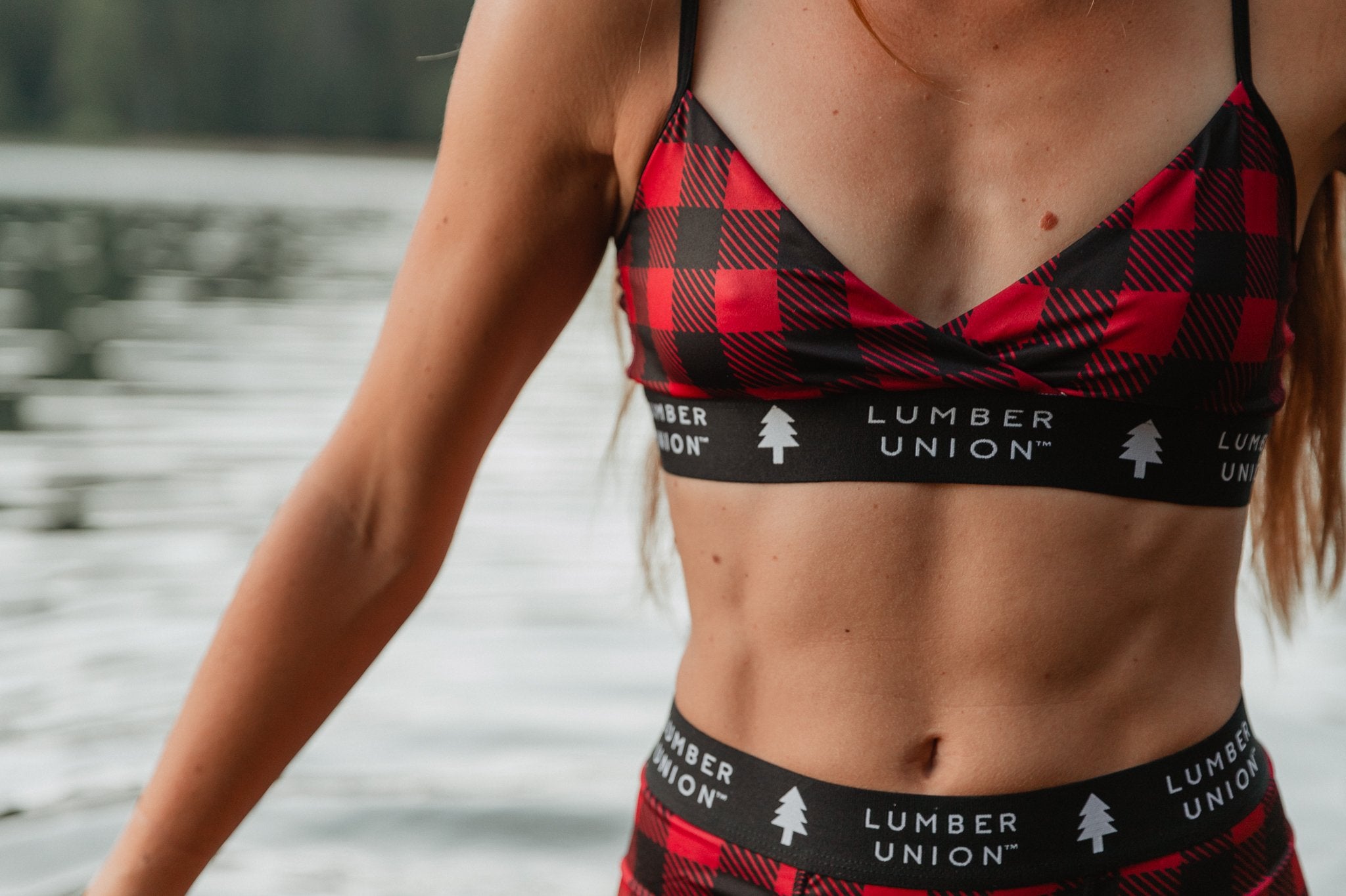 Women's Soft Spandex Triangle Adjustable Plaid Sports Bra – LumberUnion